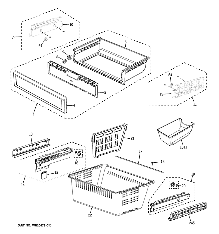 FREEZER SHELVES Diagram and Parts List for GFSF6KKYEBB  General Electric Refrigerator