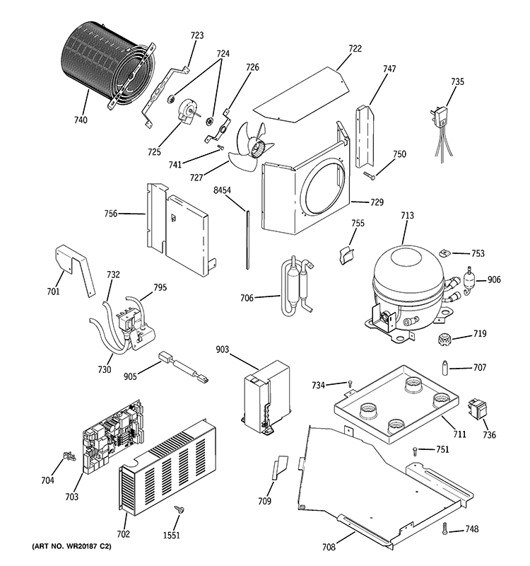 SEALED SYSTEM & MOTHER BOARD Diagram and Parts List for ZIC360NXBLH  General Electric Refrigerator