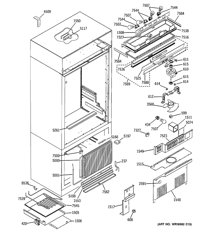 CONTROLS & COMPONENTS Diagram and Parts List for ZICS360NXBLH  General Electric Refrigerator