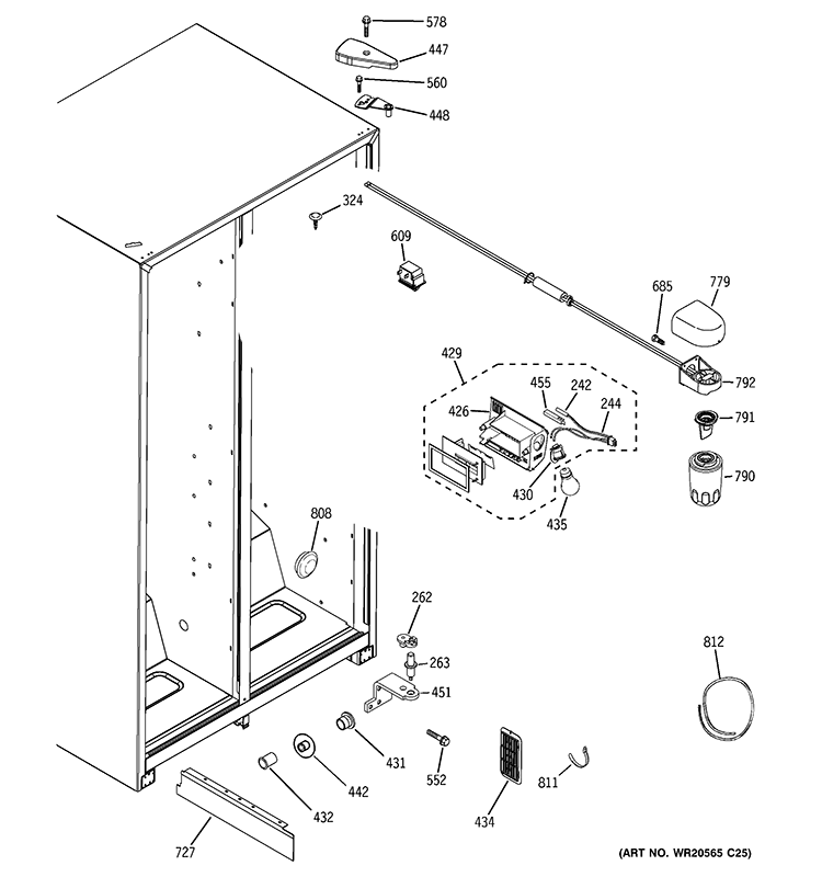 FRESH FOOD SECTION Diagram and Parts List for HSH25GFBBBB  Hotpoint Refrigerator