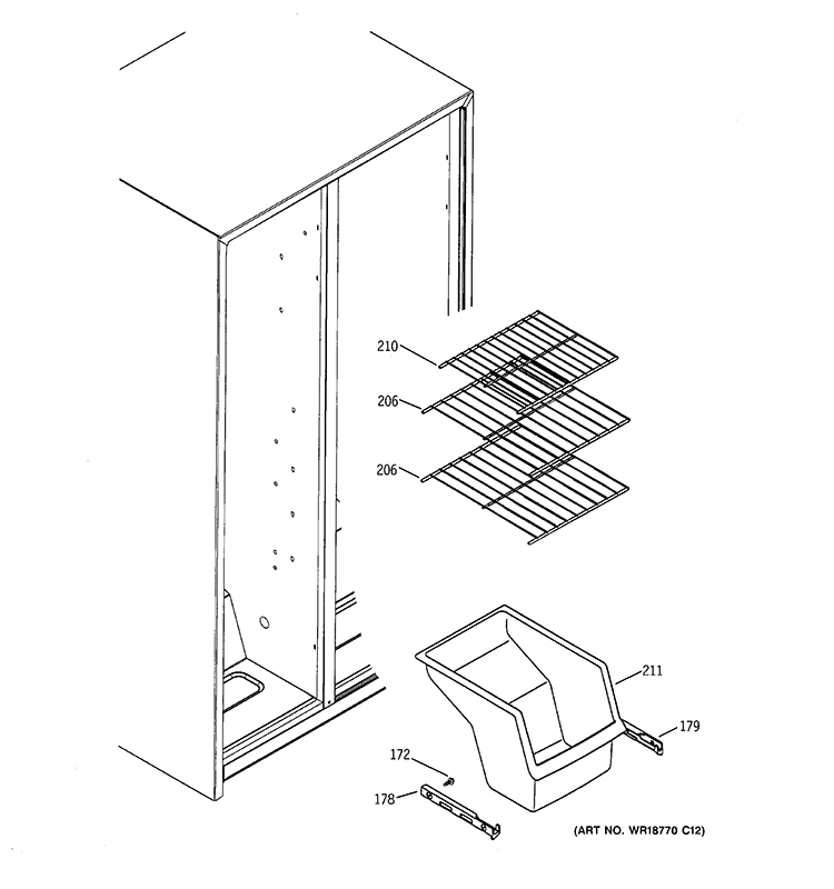 FREEZER SHELVES Diagram and Parts List for HSH25GFBBSA  Hotpoint Refrigerator