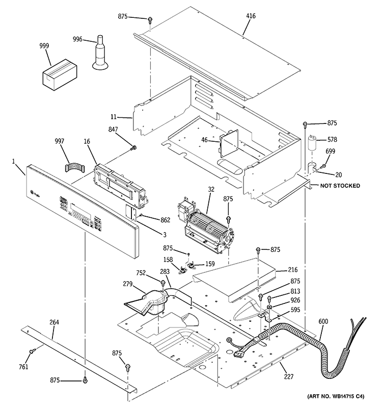 CONTROL PANEL Diagram and Parts List for PK956DR3BB  General Electric Wall Oven