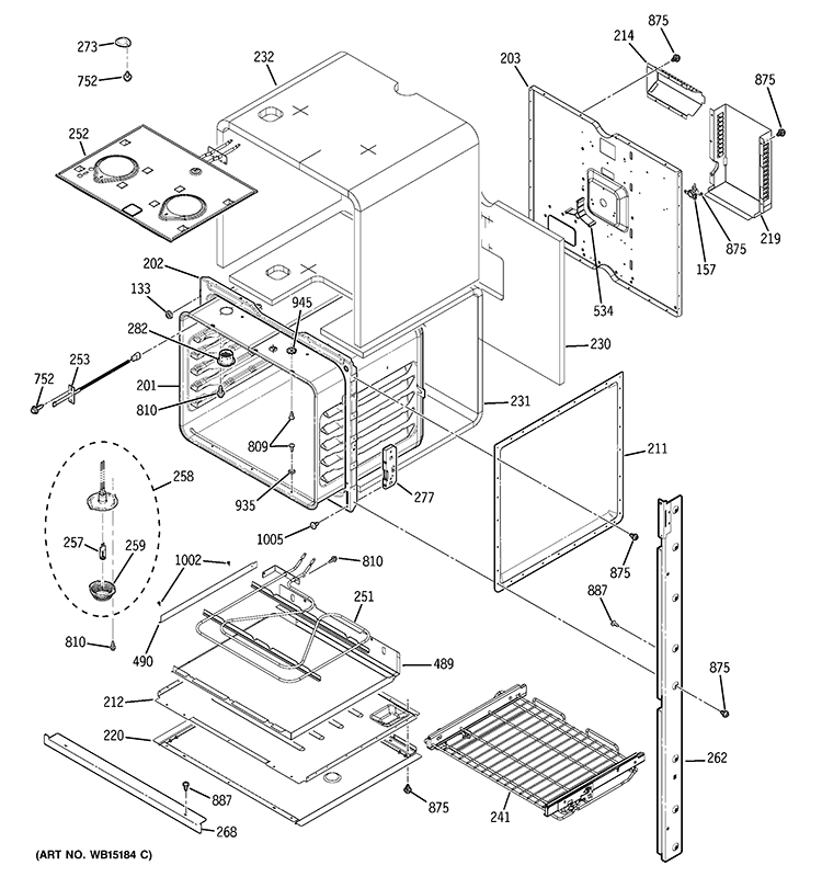 LOWER OVEN Diagram and Parts List for PK956DR3BB  General Electric Wall Oven