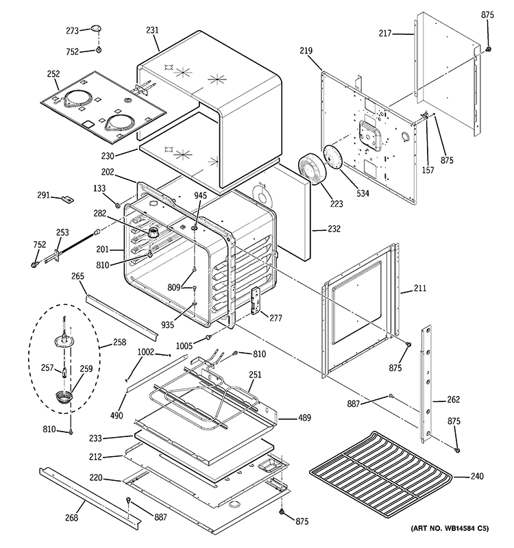 BODY PARTS Diagram and Parts List for PT900SR2SS  General Electric Wall Oven