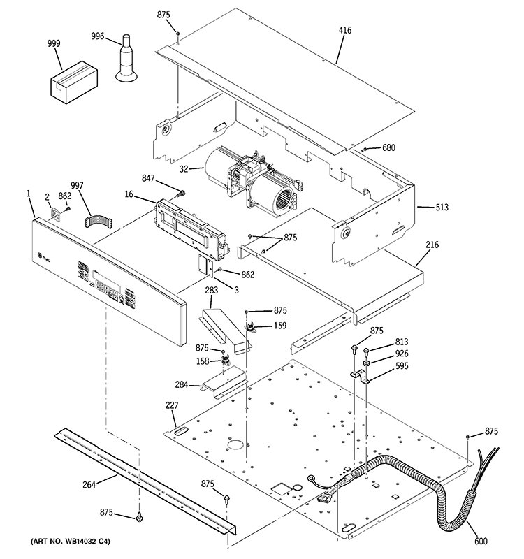 CONTROL PANEL Diagram and Parts List for PT916SR2SS  General Electric Wall Oven