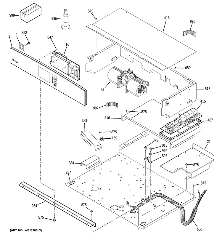 CONTROL PANEL Diagram and Parts List for PT920SR2SS  General Electric Wall Oven