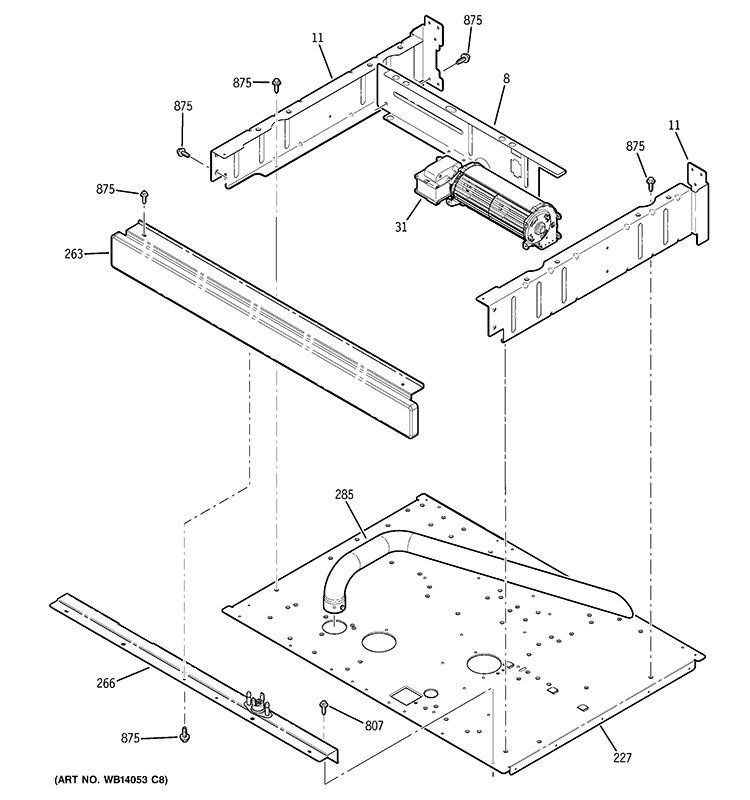 CENTER SPACER Diagram and Parts List for PT960DR2BB  General Electric Wall Oven