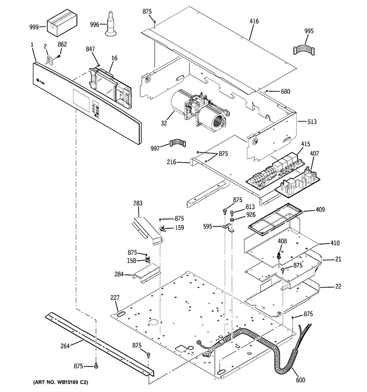 CONTROL PANEL Diagram and Parts List for PT960SR2SS  General Electric Wall Oven