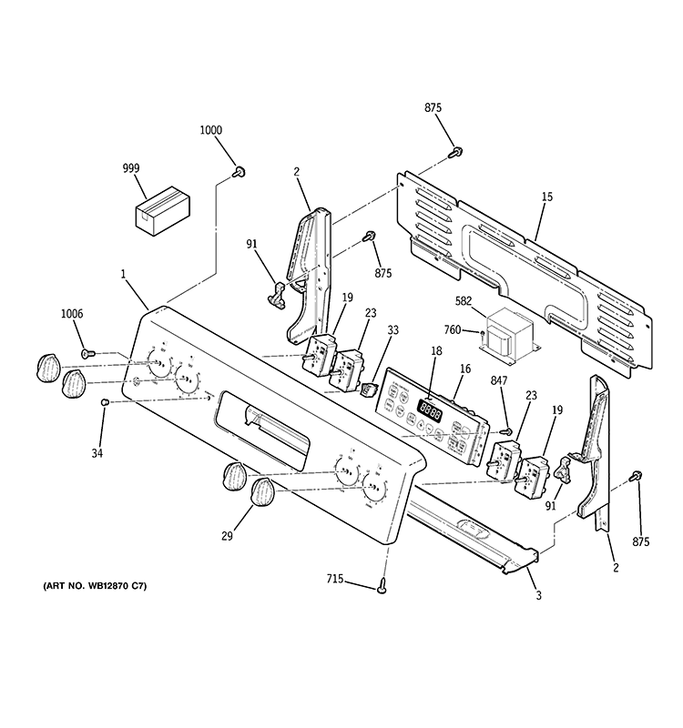 CONTROL PANEL Diagram and Parts List for JBP35DIM5WW  General Electric Range