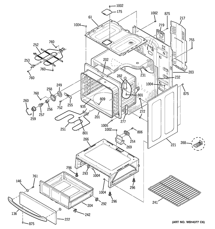 BODY PARTS Diagram and Parts List for JBP35SIM5SS  General Electric Range