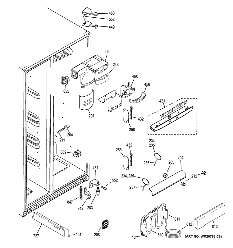 FRESH FOOD SECTION Diagram and Parts List for GCE24KBBAFWW  General Electric Refrigerator
