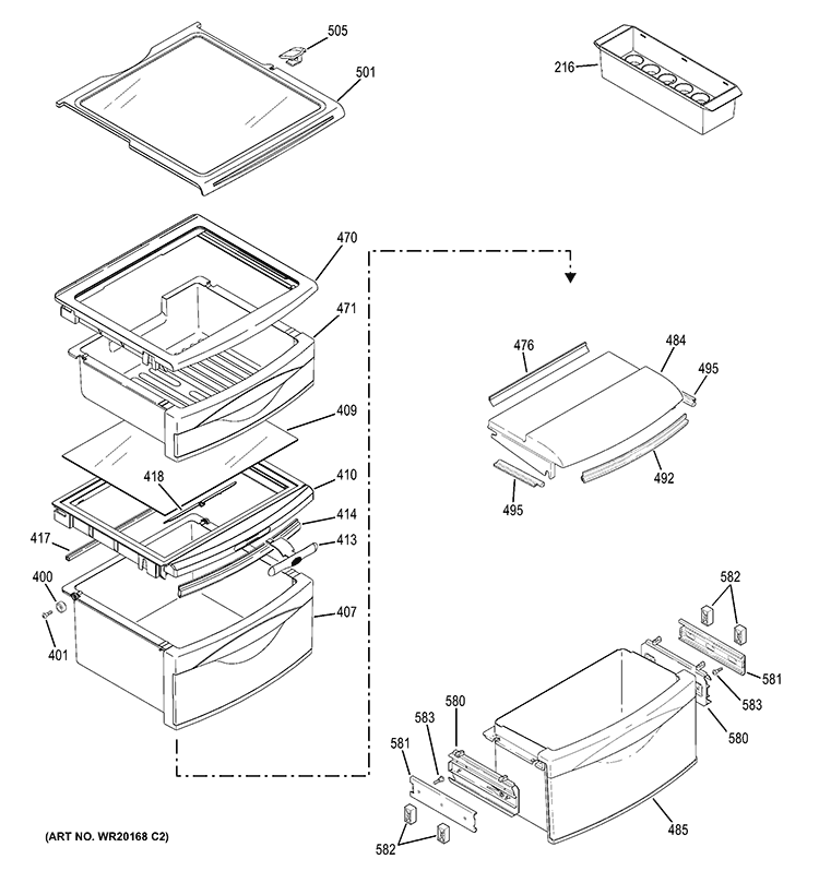 FRESH FOOD SHELVES Diagram and Parts List for GSE27NGBACSS  General Electric Refrigerator