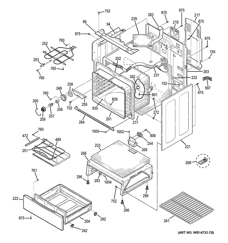 BODY PARTS Diagram and Parts List for JB650ED1ES  General Electric Range