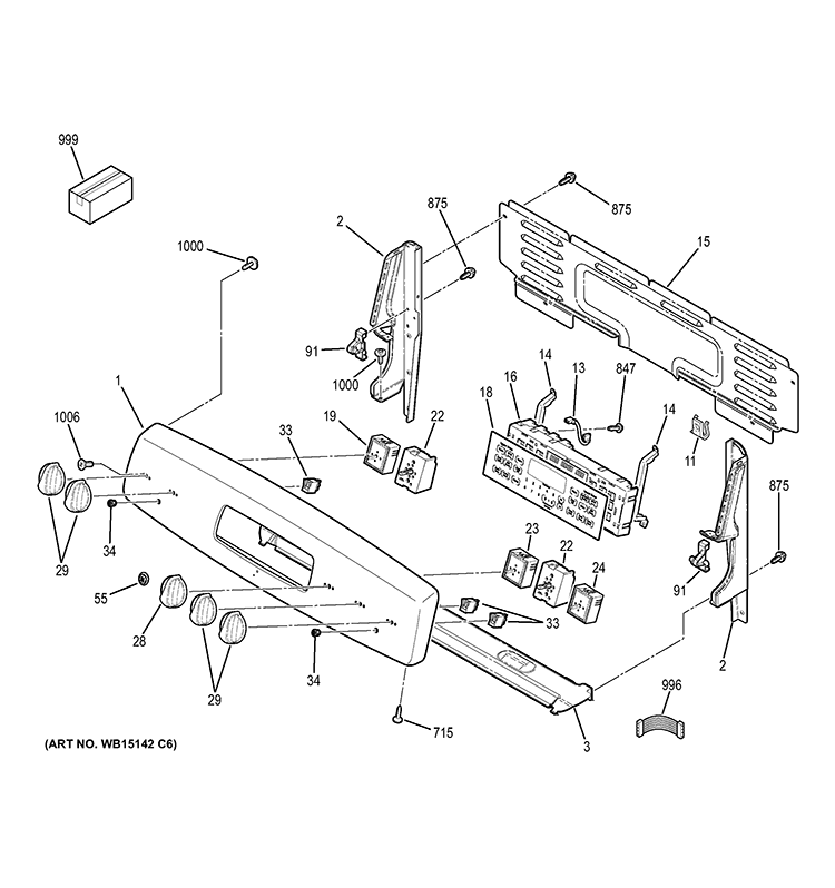 CONTROL PANEL Diagram and Parts List for JB710ED1ES  General Electric Range