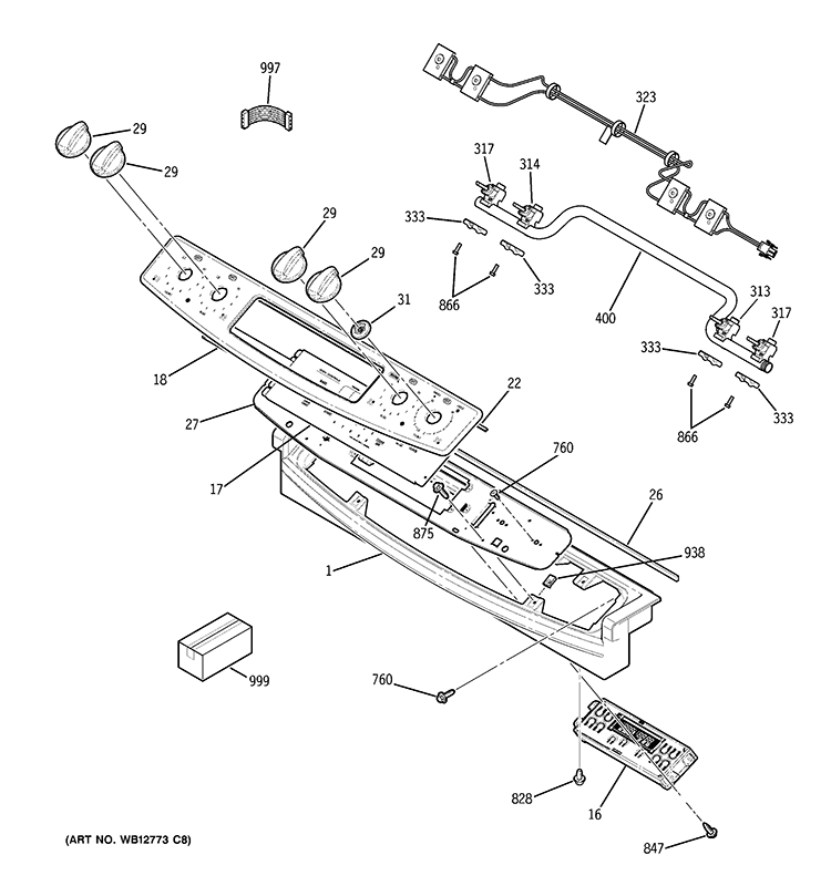 CONTROL PANEL Diagram and Parts List for PGS908DEP4WW  General Electric Range