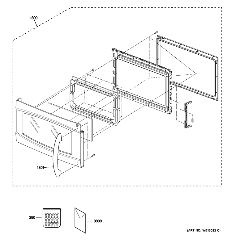 DOOR PARTS Diagram and Parts List for PSA2200RWW01  General Electric Microwave
