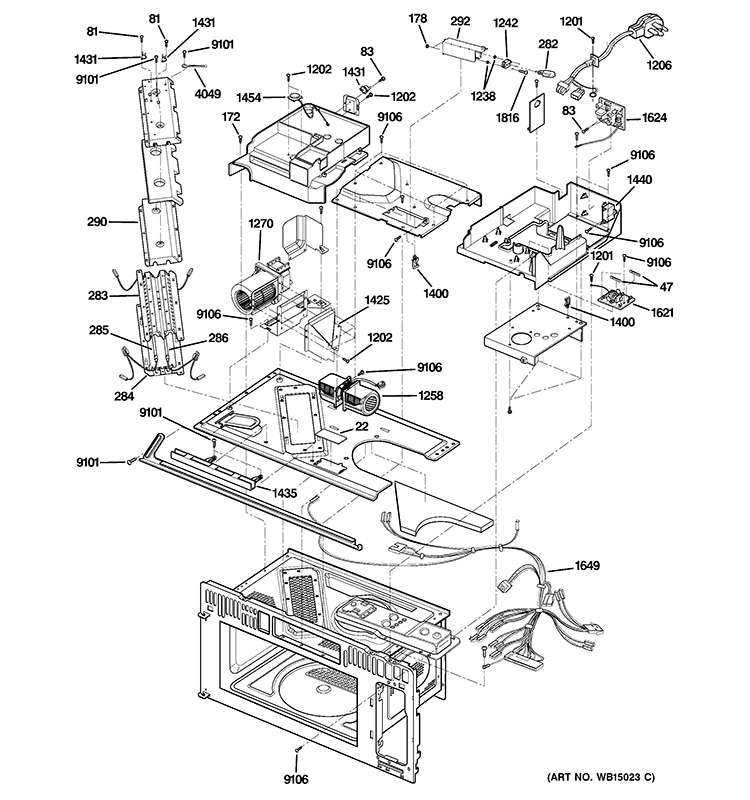 INTERIOR PARTS 2 Diagram and Parts List for PSA2200RWW01  General Electric Microwave