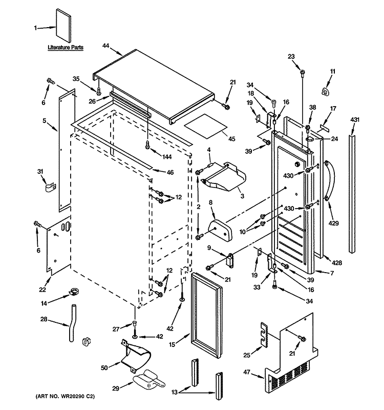 CABINET, LINER & DOOR PARTS Diagram and Parts List for ZDIC150WBBE  General Electric Ice Maker