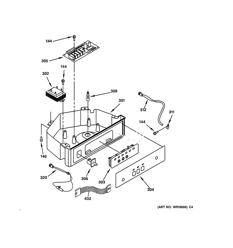 CONTROL PANEL PARTS Diagram and Parts List for ZDIC150WBBE  General Electric Ice Maker
