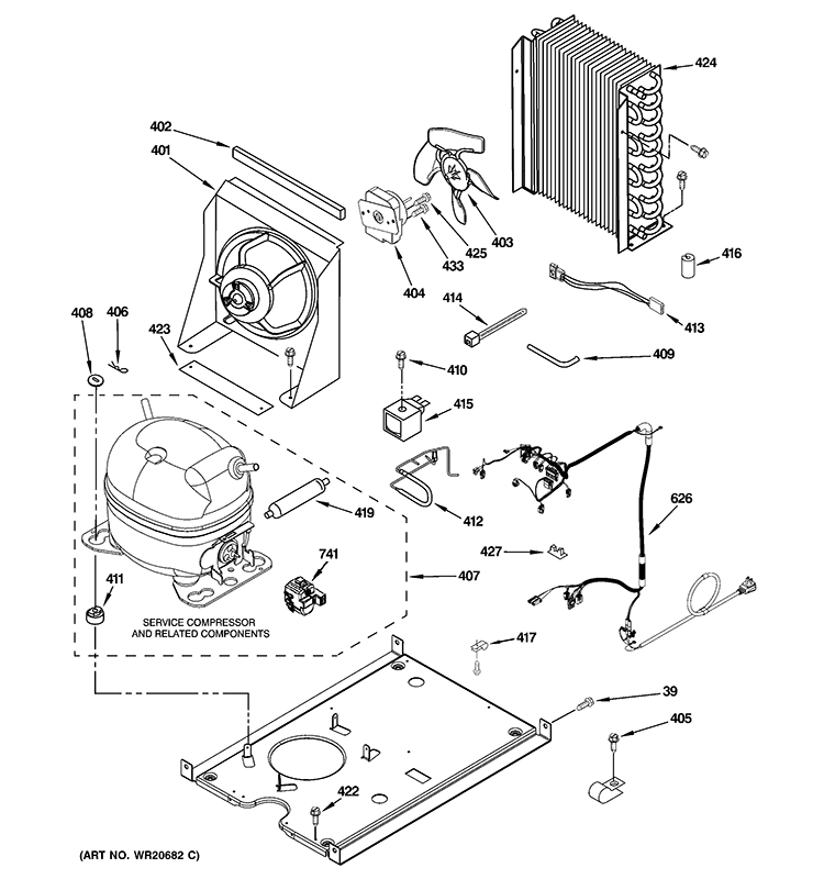 UNIT PARTS Diagram and Parts List for ZDIC150WBBE  General Electric Ice Maker