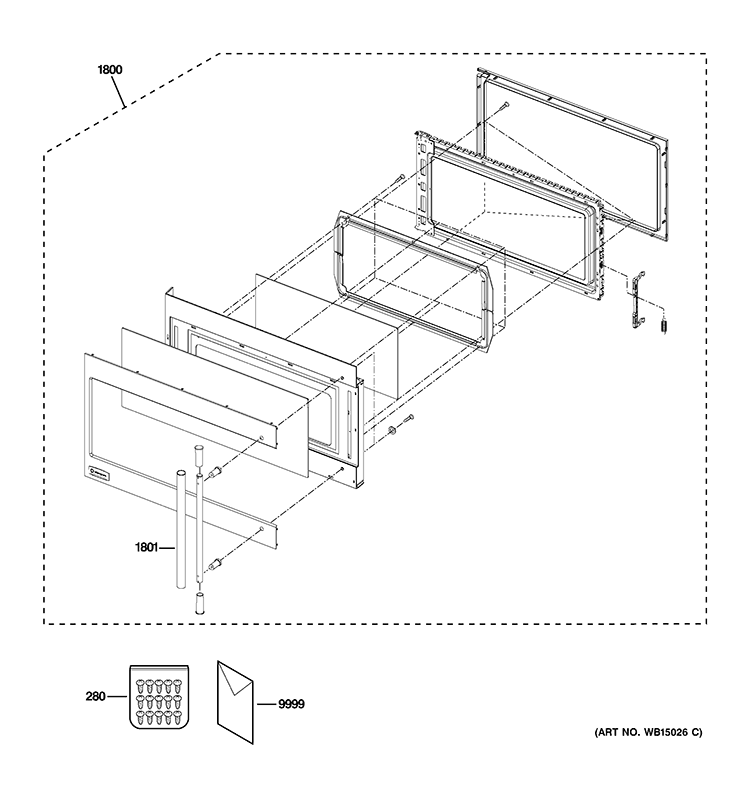 DOOR PARTS Diagram and Parts List for ZSA2201RSS01  General Electric Microwave