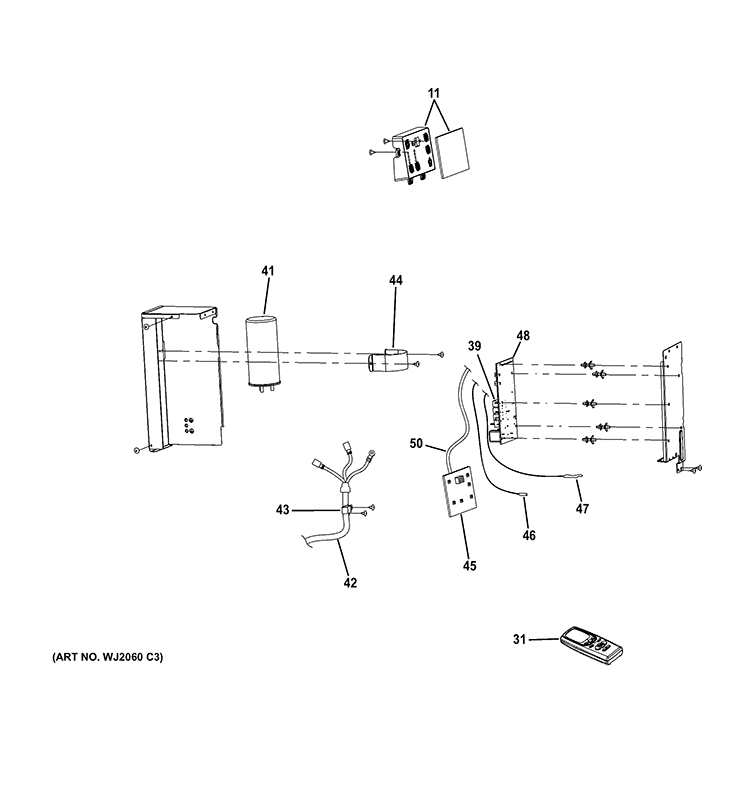 CONTROL PARTS Diagram and Parts List for AEG10AQH1  General Electric Air Conditioner