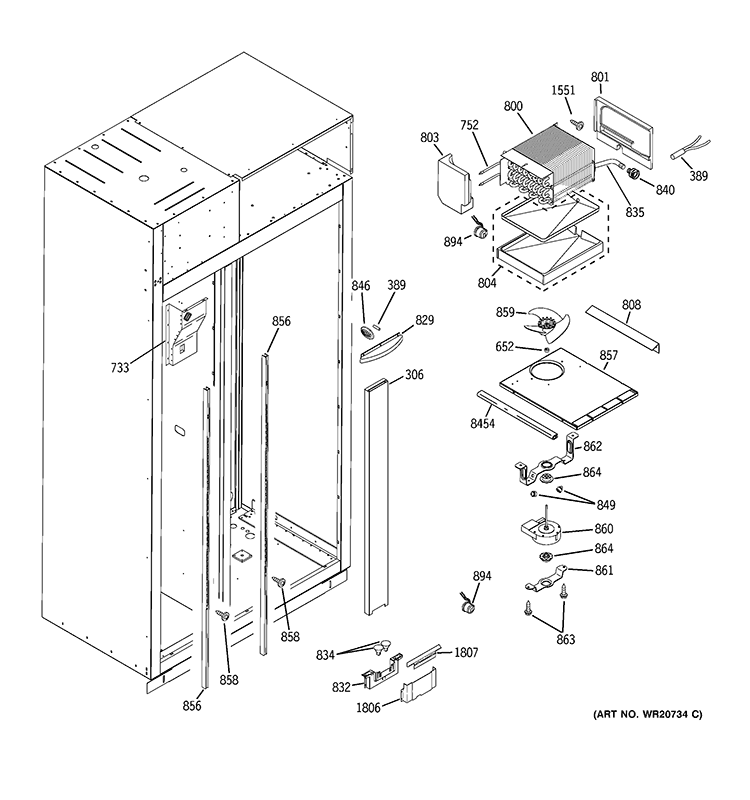 FREEZER SECTION Diagram and Parts List for ZIS420NXA  General Electric Refrigerator