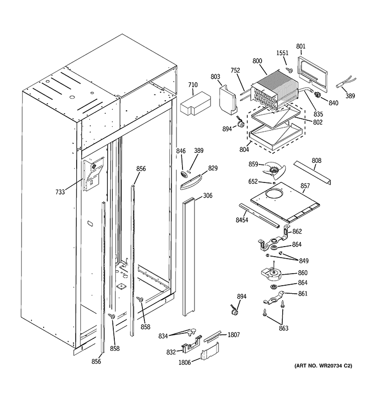 FREEZER SECTION Diagram and Parts List for ZISP420DXASS  General Electric Refrigerator