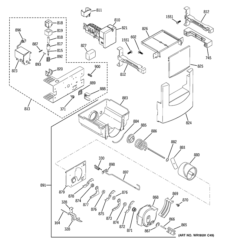 ICE MAKER & DISPENSER Diagram and Parts List for ZISP420DXASS  General Electric Refrigerator