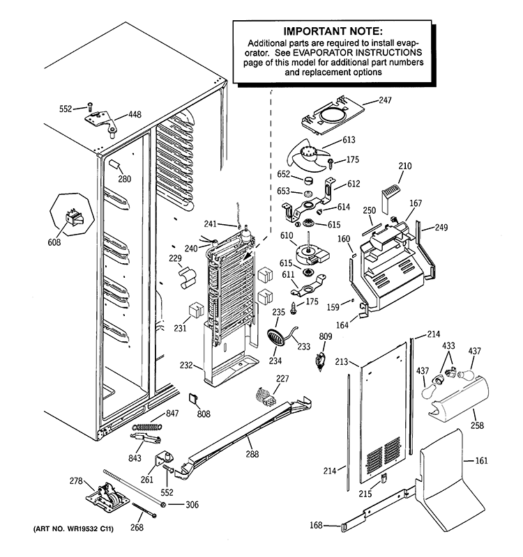 FREEZER SECTION Diagram and Parts List for PSC25MSSASS  General Electric Refrigerator