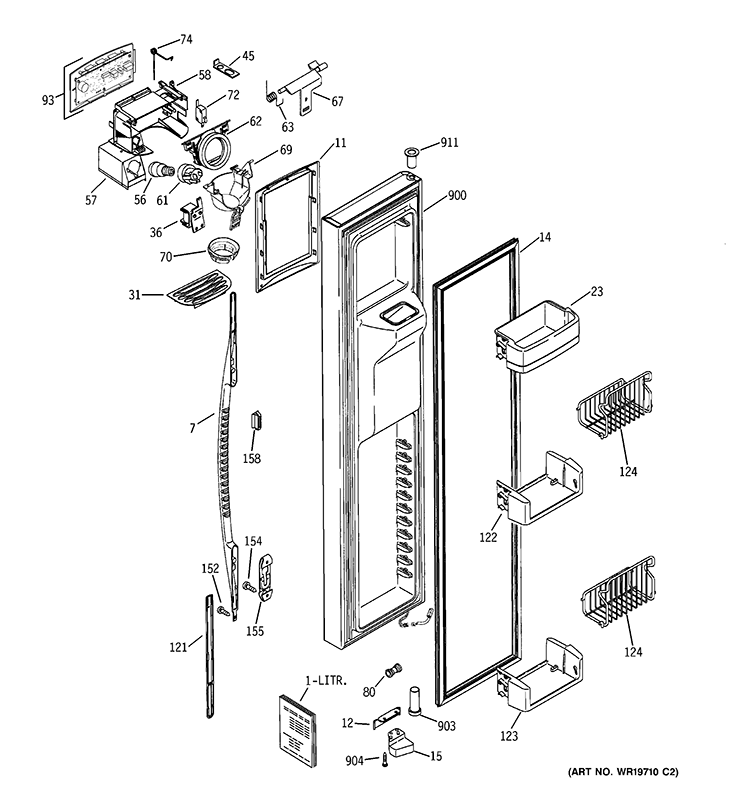 FREEZER DOOR Diagram and Parts List for PSG29SHSACBS  General Electric Refrigerator
