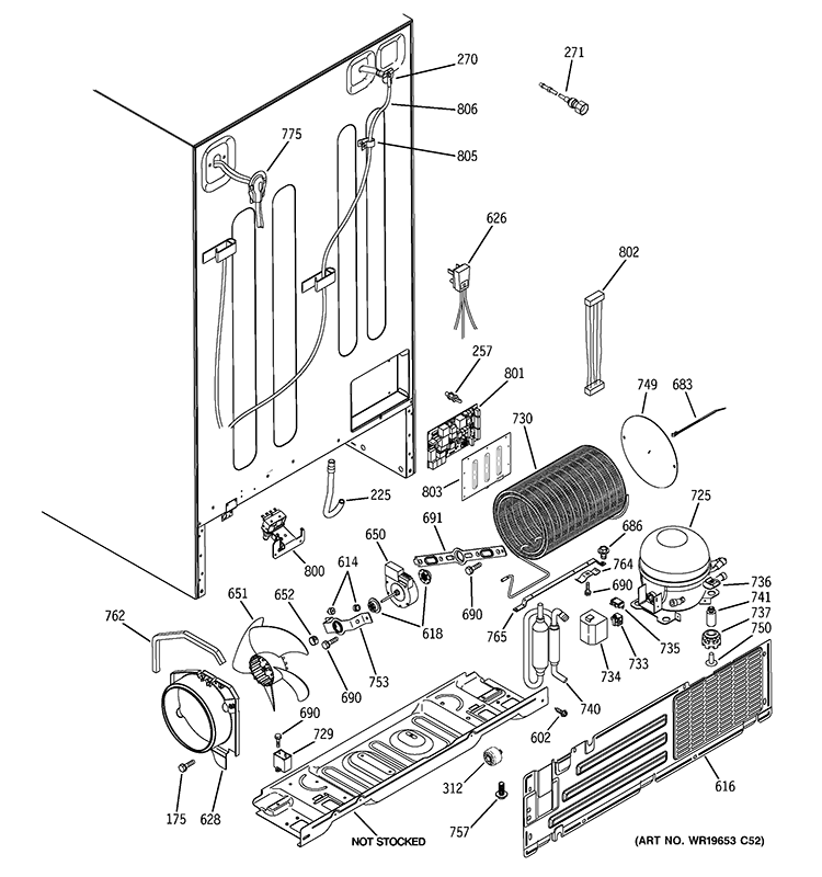 SEALED SYSTEM & MOTHER BOARD Diagram and Parts List for GCE23LGYAFNB  General Electric Refrigerator