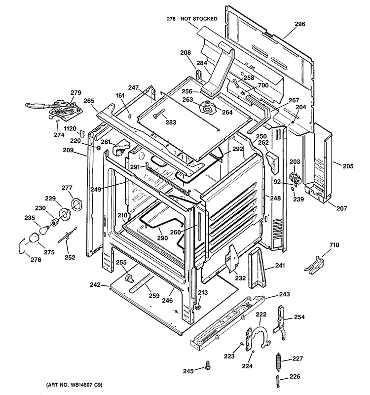 BODY PARTS Diagram and Parts List for JB600WK6WW  General Electric Range