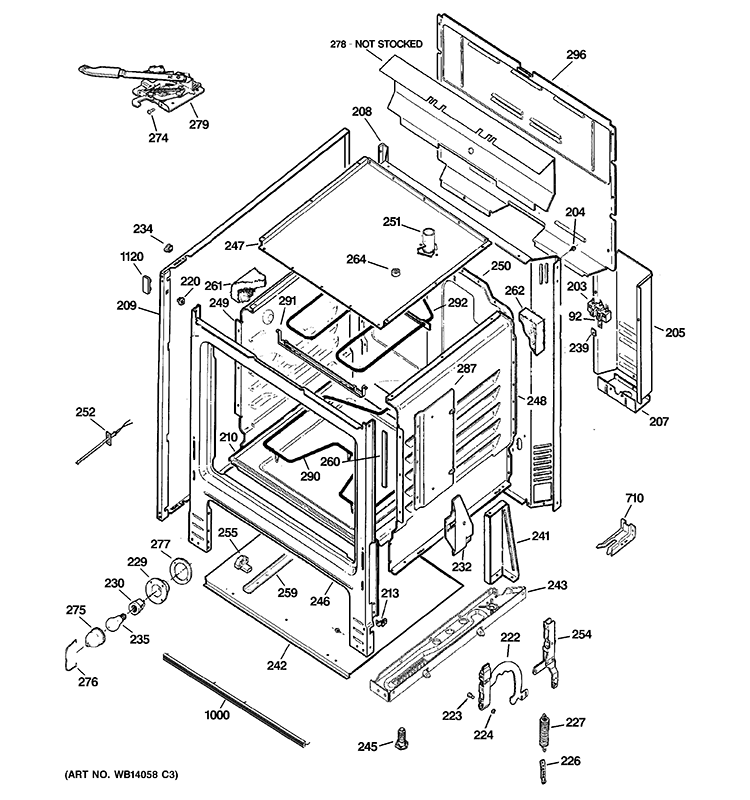 BODY PARTS Diagram and Parts List for JBP27DM1WW  General Electric Range