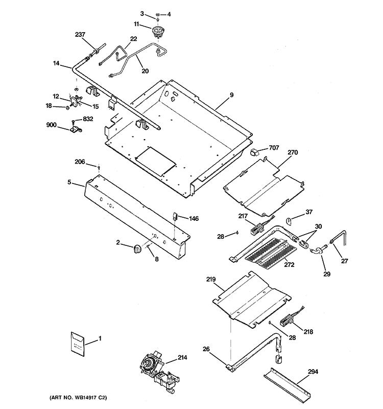 GAS & BURNER PARTS Diagram and Parts List for JGBP28WEKDWW  General Electric Range