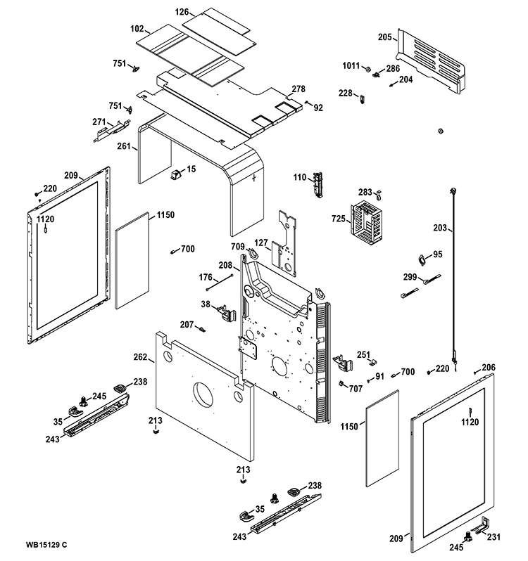 BODY PARTS Diagram and Parts List for JGB870SET1SS  General Electric Range