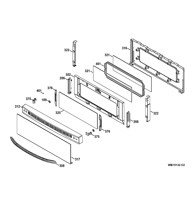 UPPER DOOR Diagram and Parts List for JGB870SET1SS  General Electric Range