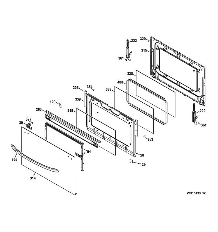 LOWER DOOR Diagram and Parts List for JGB870SET1SS  General Electric Range