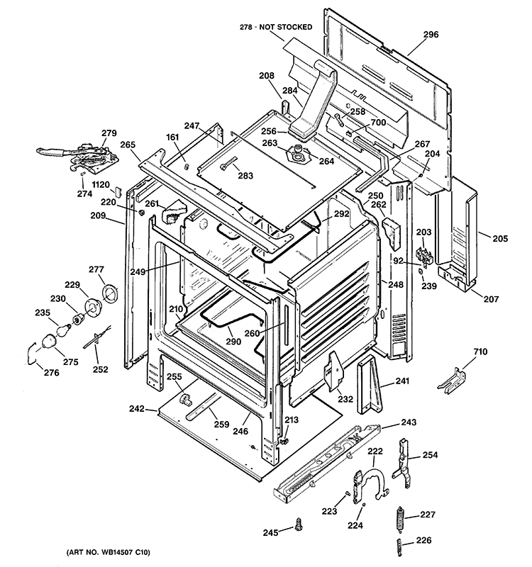 BODY PARTS Diagram and Parts List for RB790DR2WW  Hotpoint Range