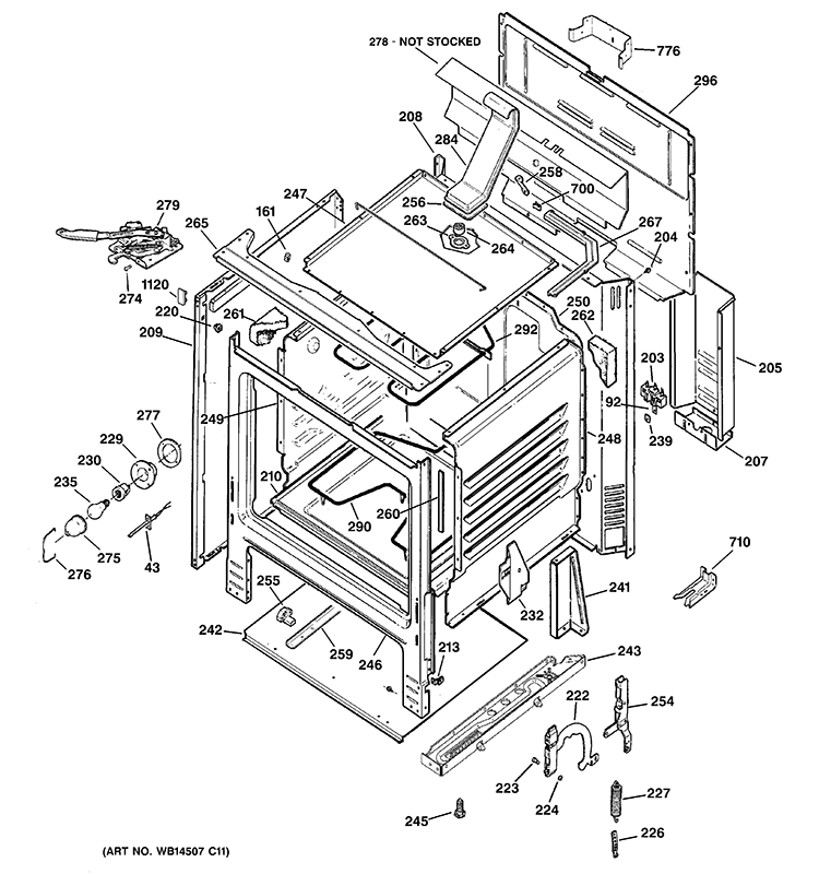 BODY PARTS Diagram and Parts List for RB790DT2BB  Hotpoint Range