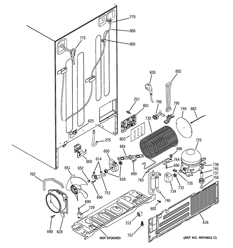 SEALED SYSTEM & MOTHER BOARD Diagram and Parts List for PSG29SHSACSS  General Electric Refrigerator