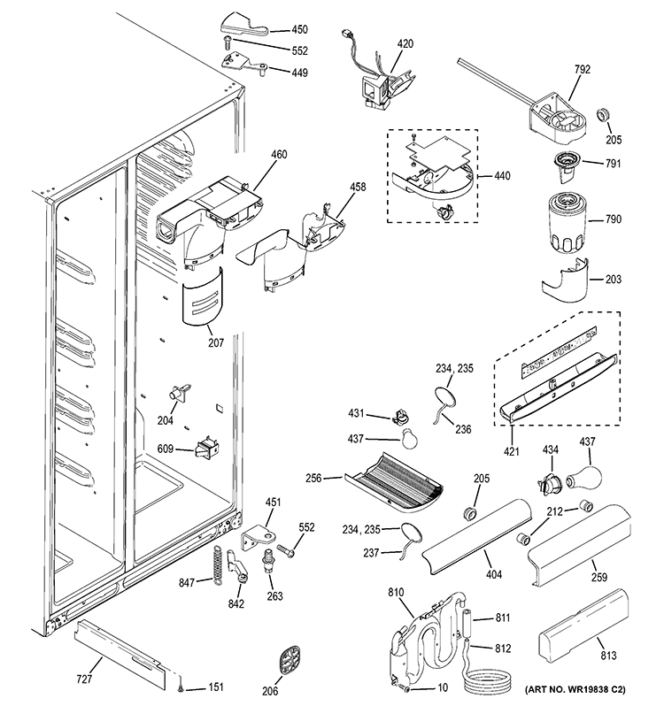 FRESH FOOD SECTION Diagram and Parts List for GSS25QGSCWW  General Electric Refrigerator