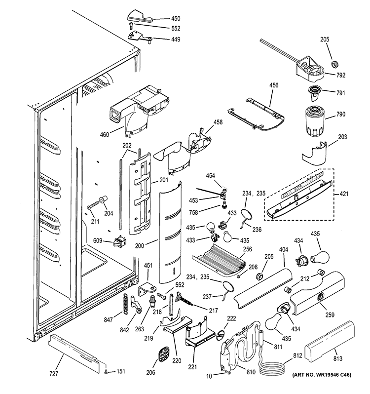 FRESH FOOD SECTION Diagram and Parts List for PSS26MGTDCC  General Electric Refrigerator