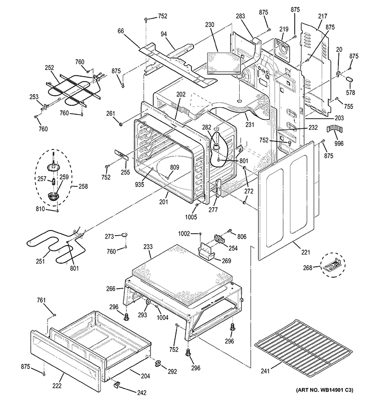 BODY PARTS Diagram and Parts List for JB670SP5SS  General Electric Range