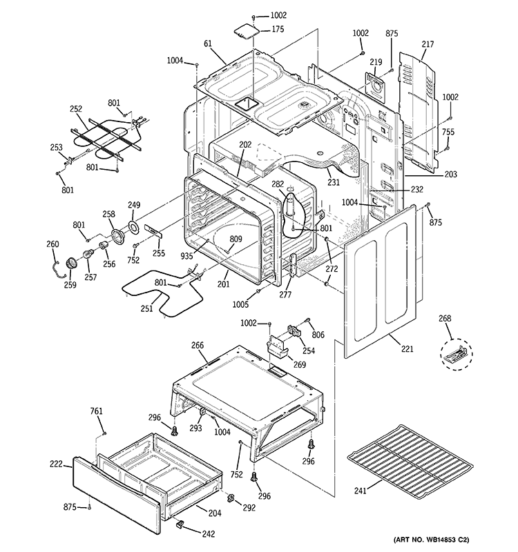 BODY PARTS Diagram and Parts List for JBP23SR6SS  General Electric Range