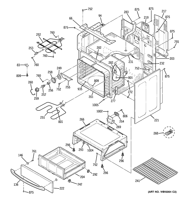 BODY PARTS Diagram and Parts List for JBS55MM6BS  General Electric Range