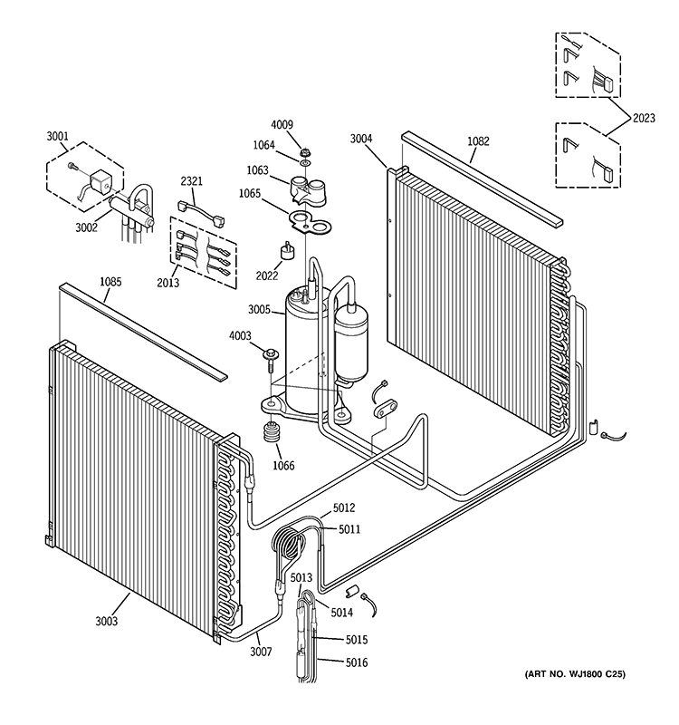 UNIT PARTS Diagram and Parts List for AZ85H18EACM1  General Electric Air Conditioner