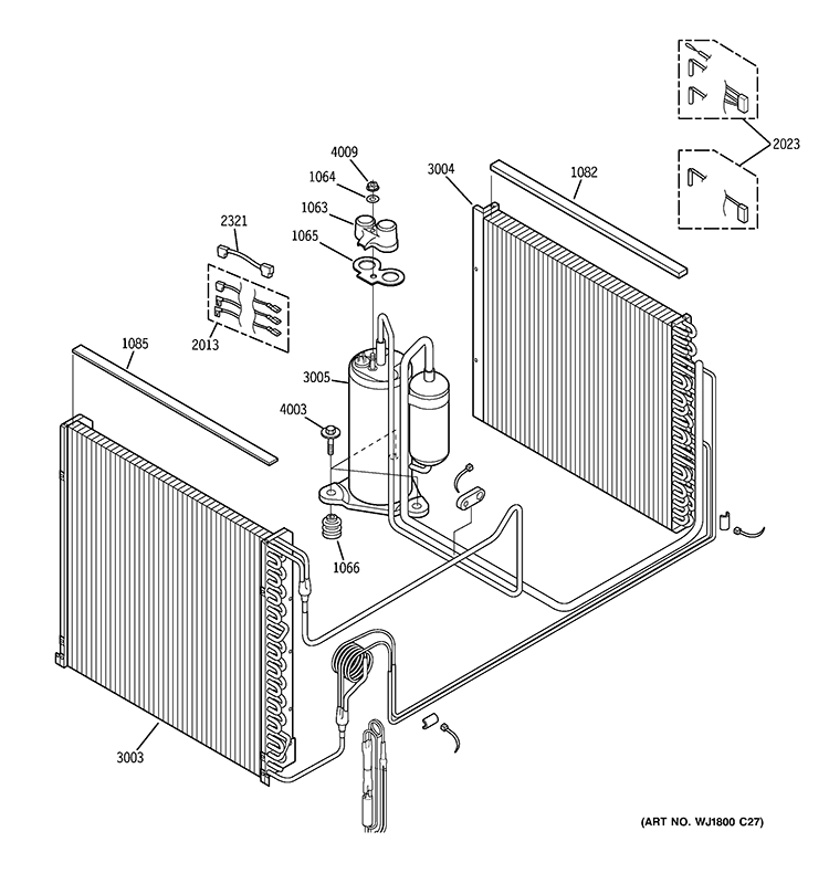 UNIT PARTS Diagram and Parts List for AZ85W18DACM1  General Electric Air Conditioner