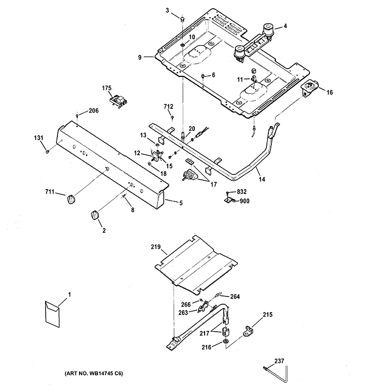 GAS & BURNER PARTS Diagram and Parts List for JGBS14PCD1WW  General Electric Range