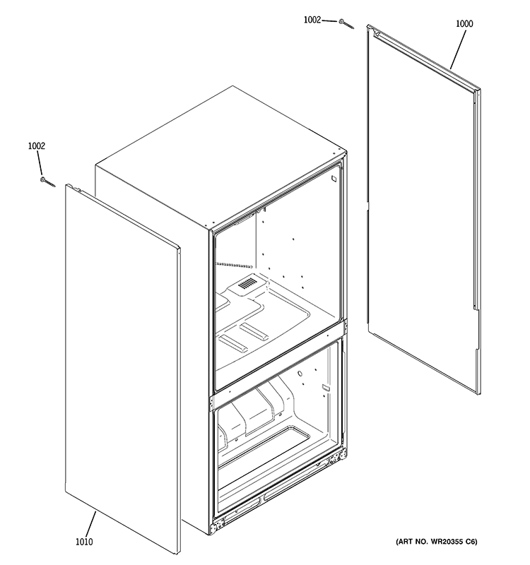 CLAD COMPONENTS Diagram and Parts List for CFCP1NIZESS  General Electric Refrigerator